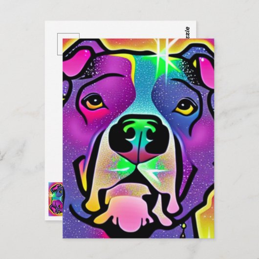 Pitbull Dog Pop Art Postkarte (Vorne/Hinten)