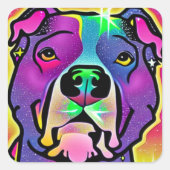 Pitbull Dog Pop Art Quadratischer Aufkleber (Vorderseite)