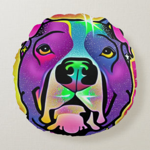 Pitbull Dog Pop Art Rundes Kissen