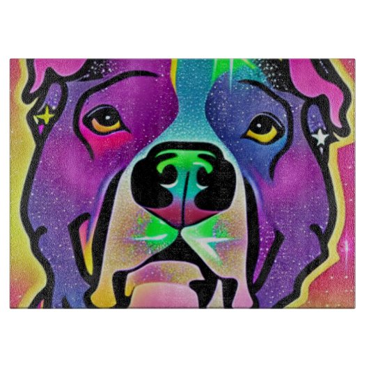 Pitbull Dog Pop Art Schneidebrett (Vorderseite)