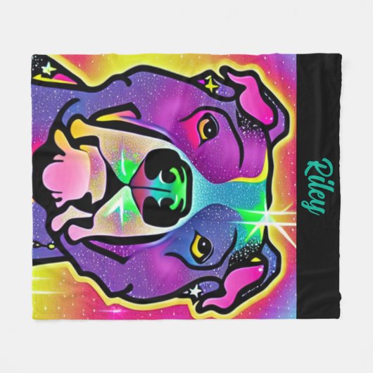 Pitbull Dog Pop Personalisiert Fleecedecke (Vorderseite (Horizontal))