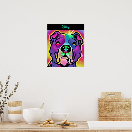 Pitbull Dog Pop Personalisiert Poster (Küche)