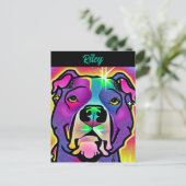 Pitbull Dog Pop Personalisiert Postkarte (Stehend Vorderseite)