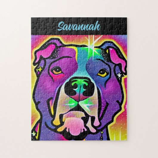Pitbull Dog Pop Personalisiert Puzzle (Vertikal)