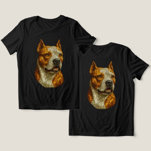 Pitbull Dog Portrait Tri-Blend Shirt (Design Vorderseite & Rückseite)
