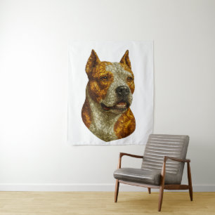 Pitbull Dog Portrait Wandteppich