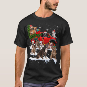 Pitbull Dog Red Truck Weihnachtsbaum Santa Ugly Xm T-Shirt