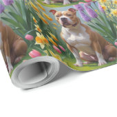 Pitbull Dog Spring Blumen Malerei Geschenkpapier (Rolleneckpunkt)