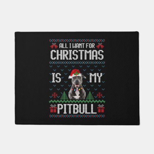 Pitbull Dog Ugly Christmas Sweater Fußmatte (Vorderseite)