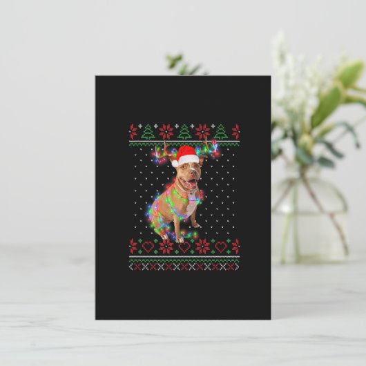 Pitbull Dog Ugly Sweater Christmas Welpe Hund Love Einladung (Stehend Vorderseite)