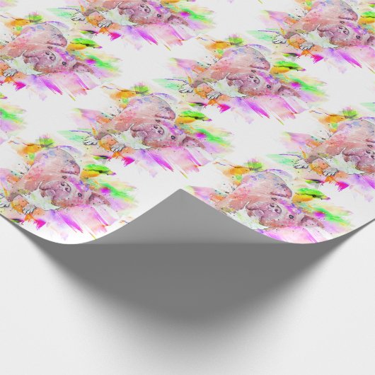 Pitbull Dog Wasserfarben Kunst Geschenkpapier (Ecke)