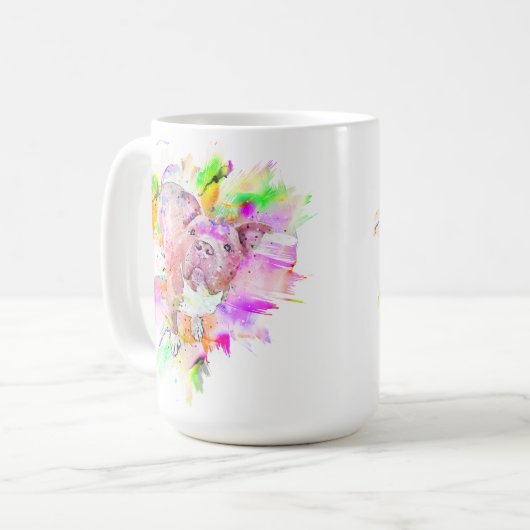Pitbull Dog Wasserfarben Kunst Kaffeetasse (Vorderseite Links)