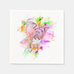 Pitbull Dog Wasserfarben Kunst Serviette