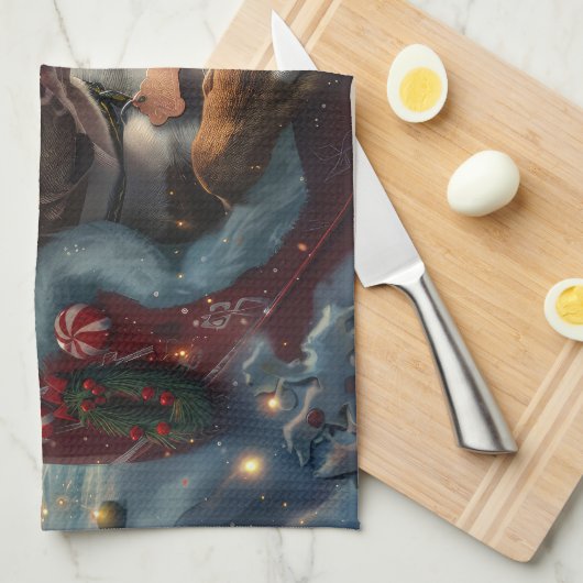 Pitbull Dog Weihnachtsfest Geschirrtuch (Viertel Falte)