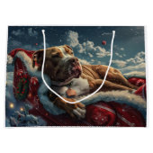 Pitbull Dog Weihnachtsfest Große Geschenktüte (Vorderseite)
