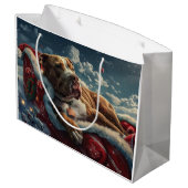 Pitbull Dog Weihnachtsfest Große Geschenktüte (Rückseite Schrägansicht)