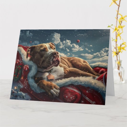 Pitbull Dog Weihnachtsfest Karte (Gelbe Blume)
