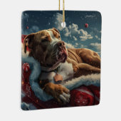 Pitbull Dog Weihnachtsfest Keramikornament (Rechts)