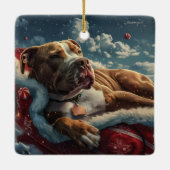 Pitbull Dog Weihnachtsfest Keramikornament (Rückseite)