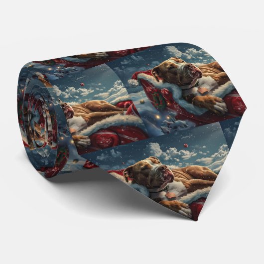 Pitbull Dog Weihnachtsfest Krawatte (Gerollt)