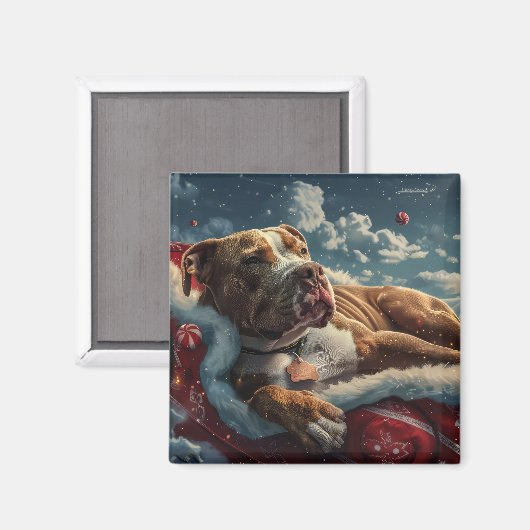 Pitbull Dog Weihnachtsfest Magnet (Vorderseite/Rückseite)