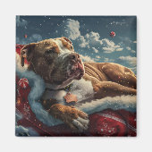 Pitbull Dog Weihnachtsfest Magnet (Vorne)