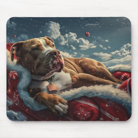 Pitbull Dog Weihnachtsfest Mousepad (Vorne)