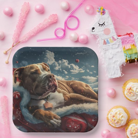 Pitbull Dog Weihnachtsfest Pappteller (Party)