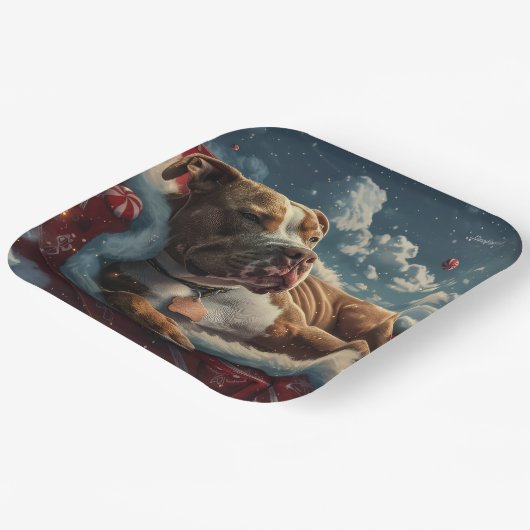 Pitbull Dog Weihnachtsfest Pappteller (Gewinkelt)