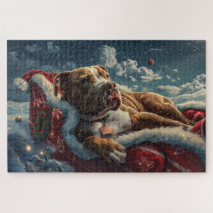 Pitbull Dog Weihnachtsfest Puzzle