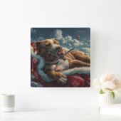 Pitbull Dog Weihnachtsfest Quadratische Wanduhr (Zuhause)