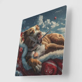 Pitbull Dog Weihnachtsfest Quadratische Wanduhr (Winkel)