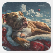 Pitbull Dog Weihnachtsfest Quadratischer Aufkleber (Vorderseite)