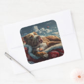 Pitbull Dog Weihnachtsfest Quadratischer Aufkleber (Umschlag)