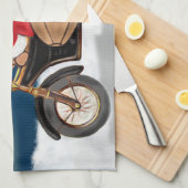 Pitbull Dog Weihnachtsmann Geschirrtuch (Viertel Falte)