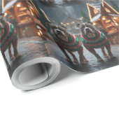 Pitbull Dogs Christmas Snow Holiday Geschenkpapier (Rolleneckpunkt)
