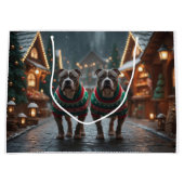 Pitbull Dogs Christmas Snow Holiday Große Geschenktüte (Vorderseite)