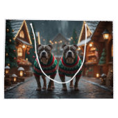 Pitbull Dogs Christmas Snow Holiday Große Geschenktüte (Rückseite)