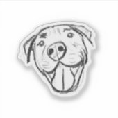 Pitbull Drawing Sing Dog Lovers Black White Aufkleber (Vorderseite)