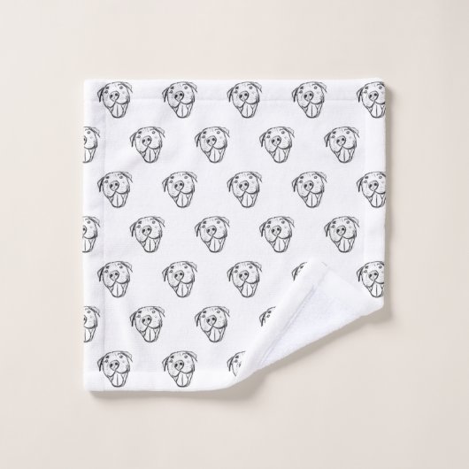 Pitbull Drawing Sing Dog Lovers Black White Badhandtuch Set (Waschlappen)