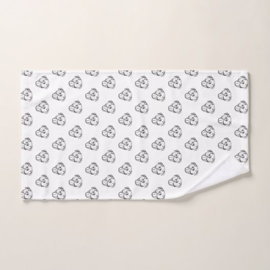 Pitbull Drawing Sing Dog Lovers Black White Badhandtuch Set (Handtuch)
