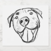 Pitbull Drawing Sing Dog Lovers Black White Bierflaschenetikett (Einzelnes Label)