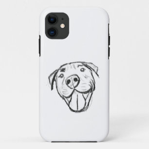 Pitbull Drawing Sing Dog Lovers Black White Case-Mate iPhone Hülle