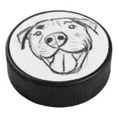 Pitbull Drawing Sing Dog Lovers Black White Eishockey Puck (3/4)