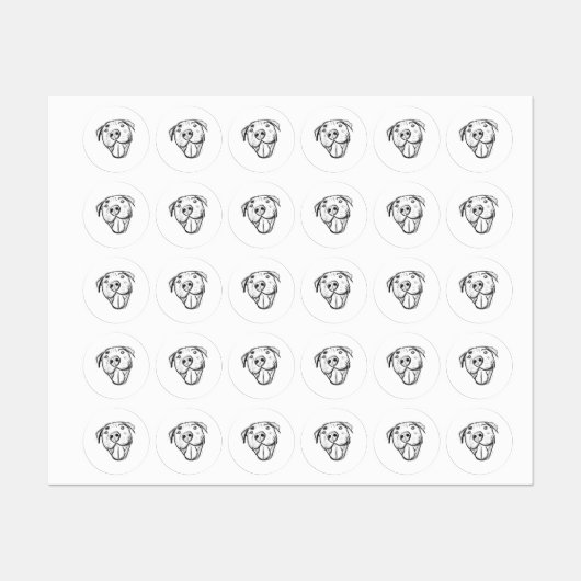 Pitbull Drawing Sing Dog Lovers Black White Etiketten (Blatt)