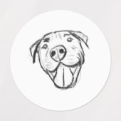 Pitbull Drawing Sing Dog Lovers Black White Etiketten (Design 1)