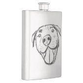 Pitbull Drawing Sing Dog Lovers Black White Flachmann (Rechts)