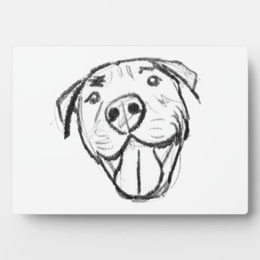 Pitbull Drawing Sing Dog Lovers Black White Fotoplatte (Vorderseite)