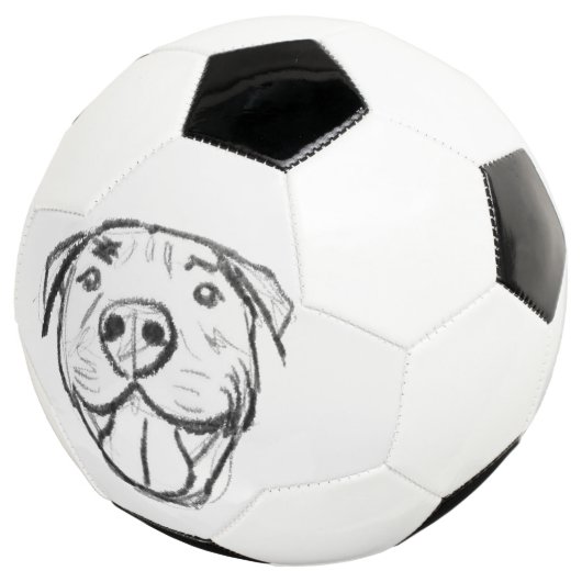 Pitbull Drawing Sing Dog Lovers Black White Fußball (Dreiviertel)