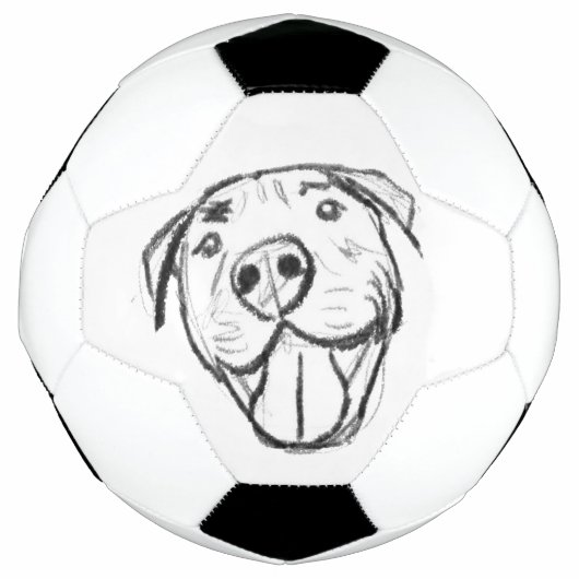 Pitbull Drawing Sing Dog Lovers Black White Fußball (Vorderseite)
